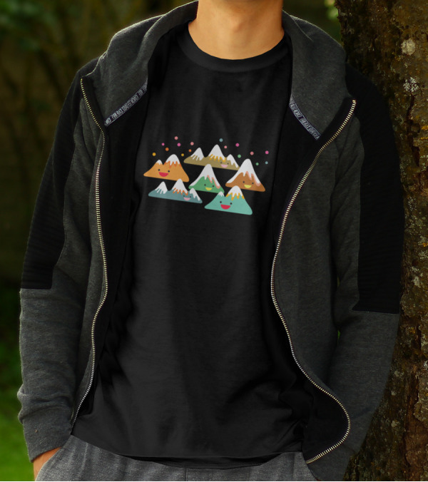 Happy Snow-Capped Mountain Friends With Colorful Confetti Smiles T-Shirt