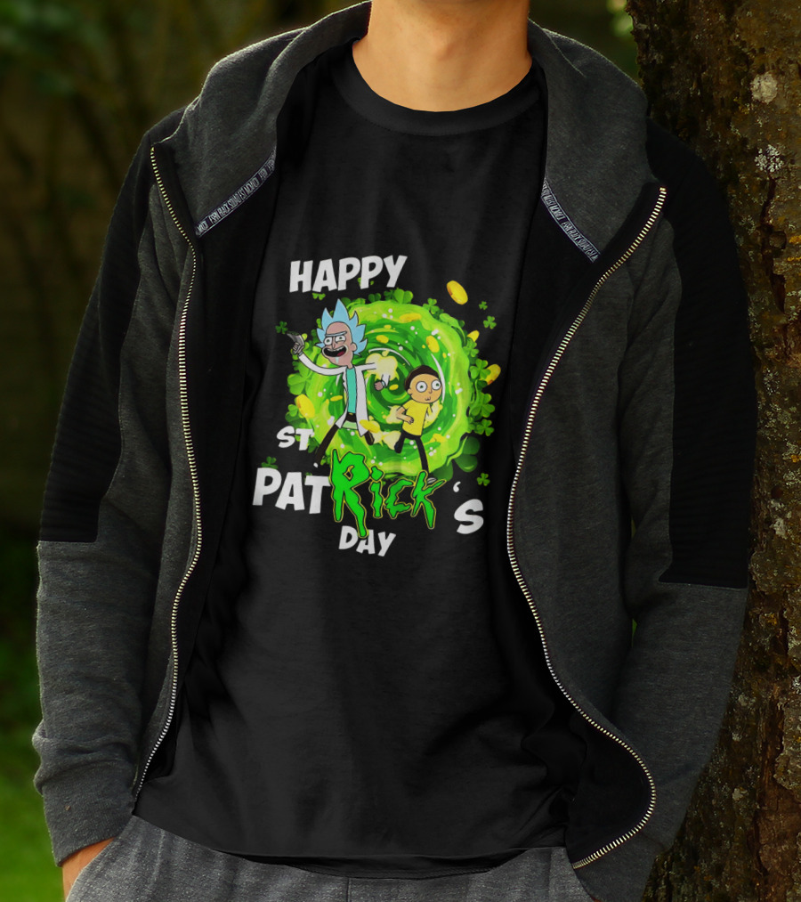 Happy St. Patrick's Day Rick And Morty Portal Adventure T-Shirt