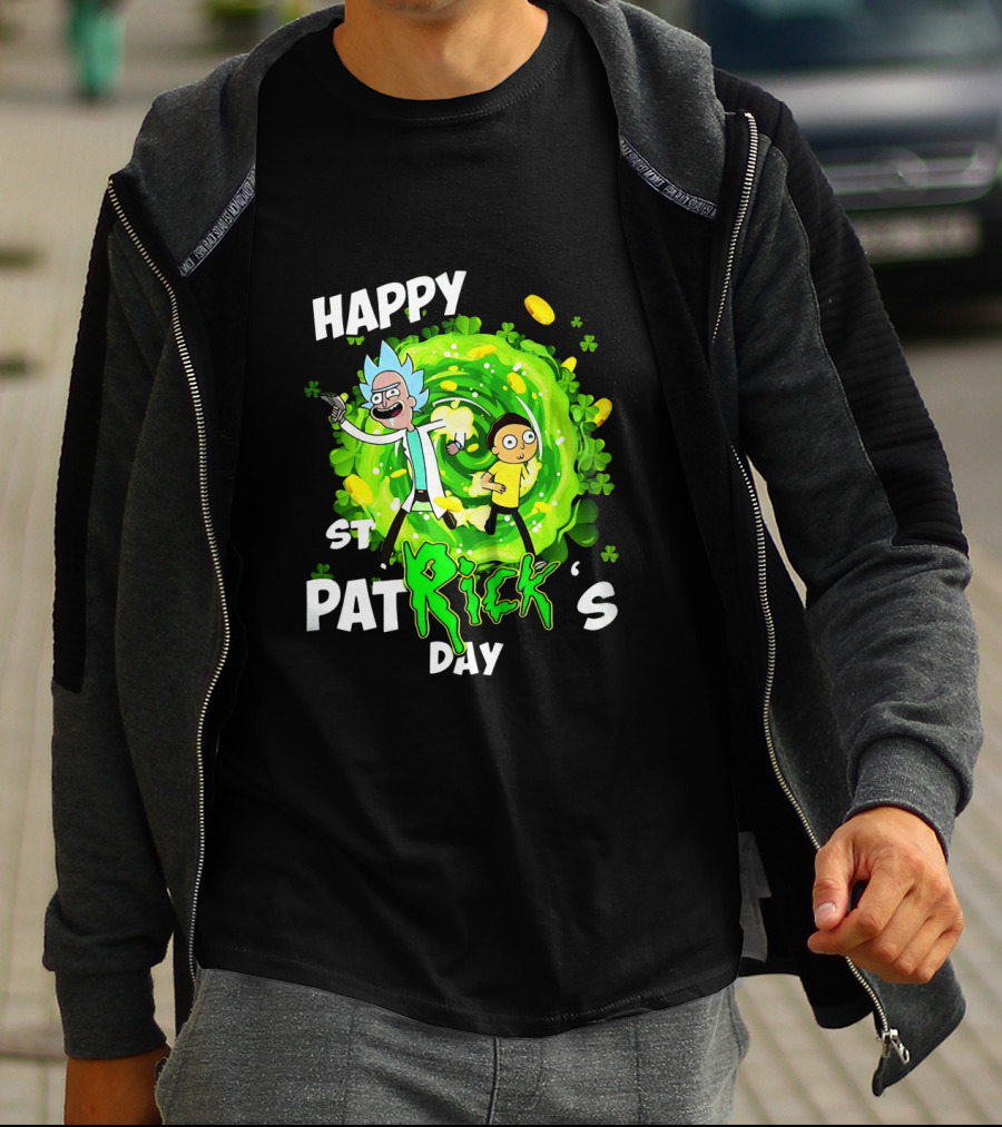 Happy St. Patrick's Day Rick And Morty Portal Adventure T-Shirt