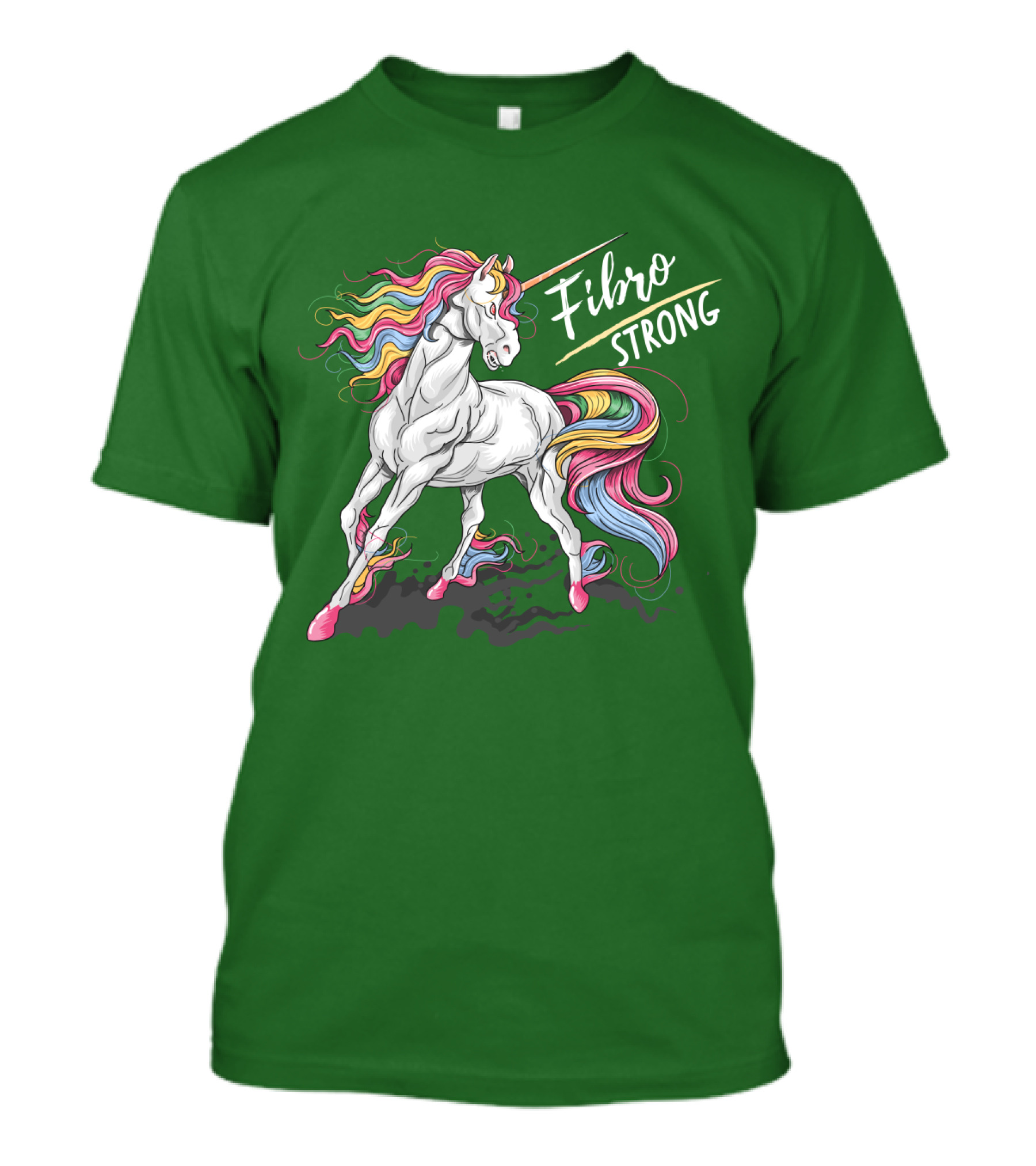 Fibro Unicorn Strong Rainbow Mane T-Shirt