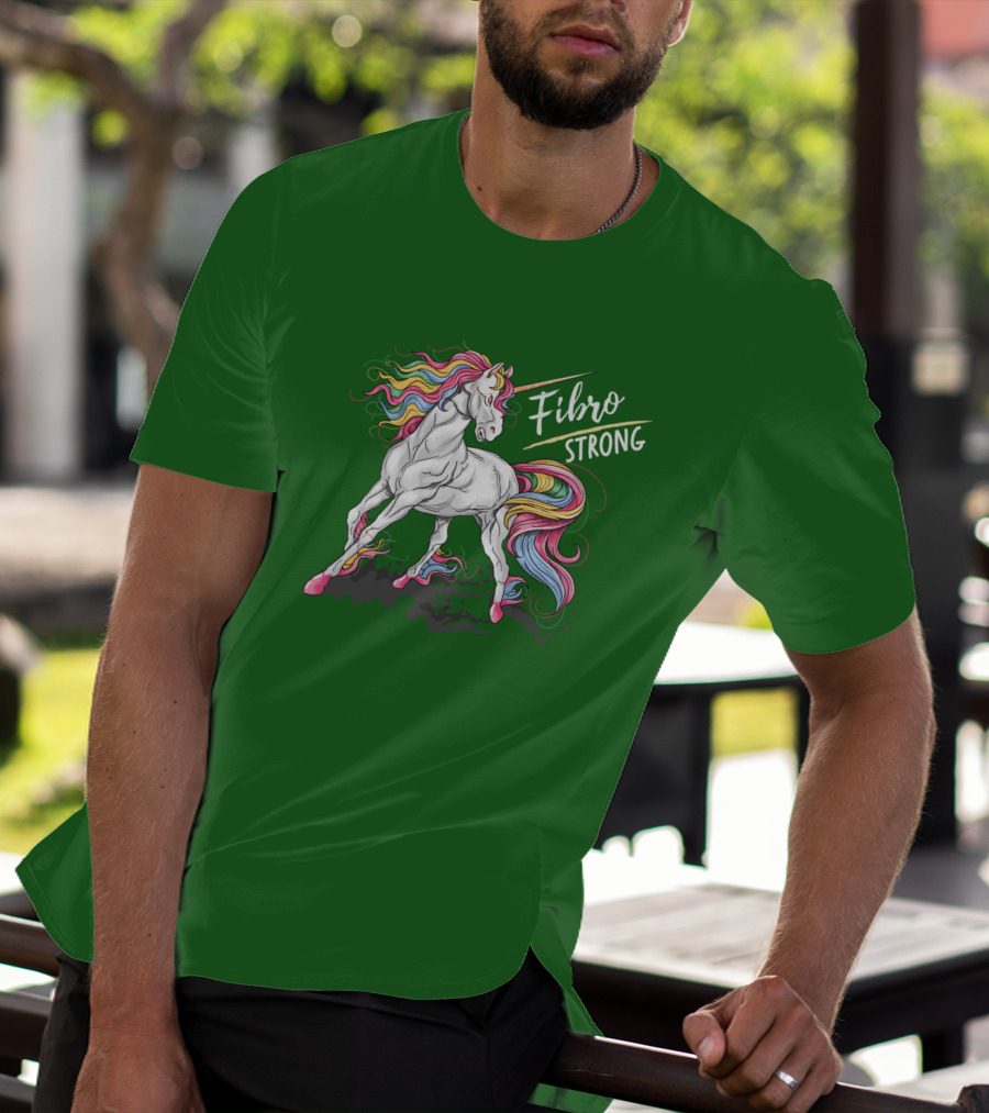 Fibro Unicorn Strong Rainbow Mane T-Shirt