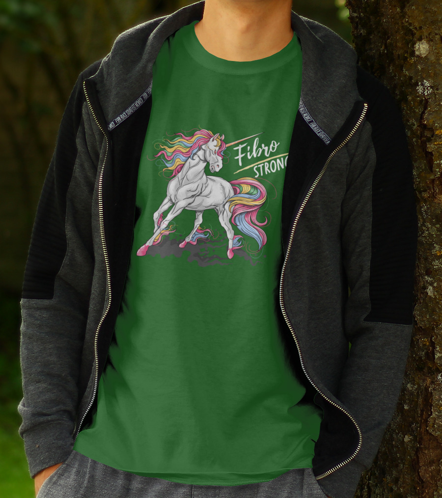 Fibro Unicorn Strong Rainbow Mane T-Shirt