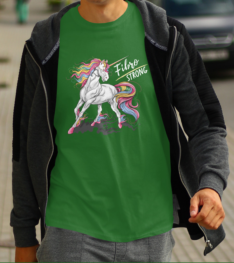 Fibro Unicorn Strong Rainbow Mane T-Shirt