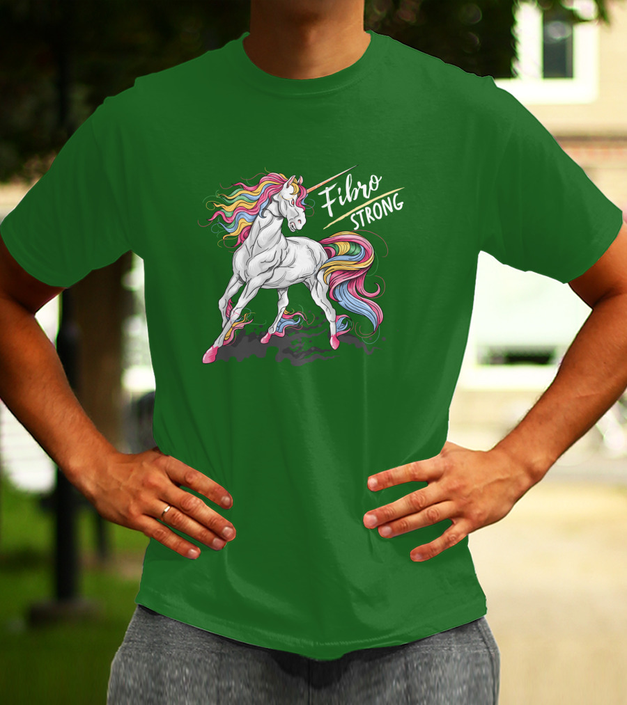 Fibro Unicorn Strong Rainbow Mane T-Shirt