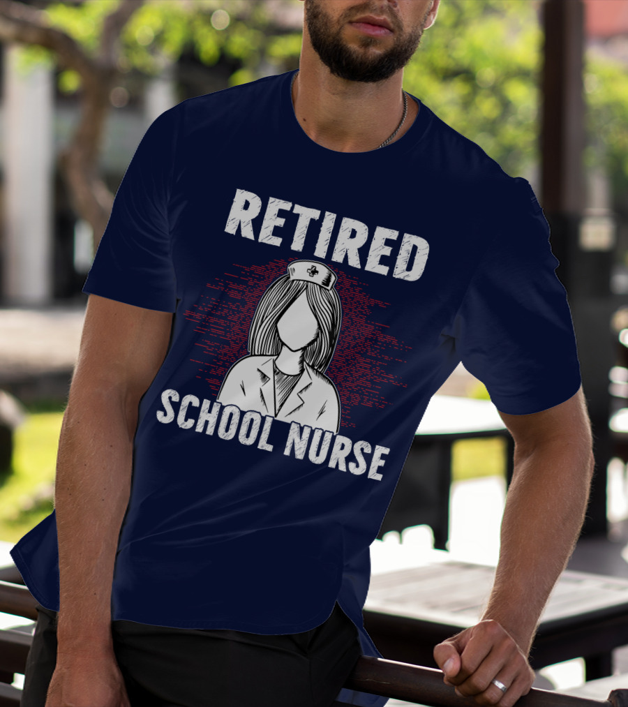 Retired School Nurse Vintage Nurse Figure With Hat T-Shirt