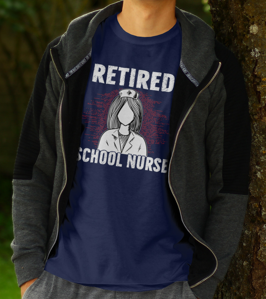 Retired School Nurse Vintage Nurse Figure With Hat T-Shirt