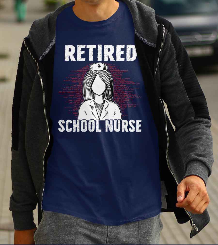 Retired School Nurse Vintage Nurse Figure With Hat T-Shirt