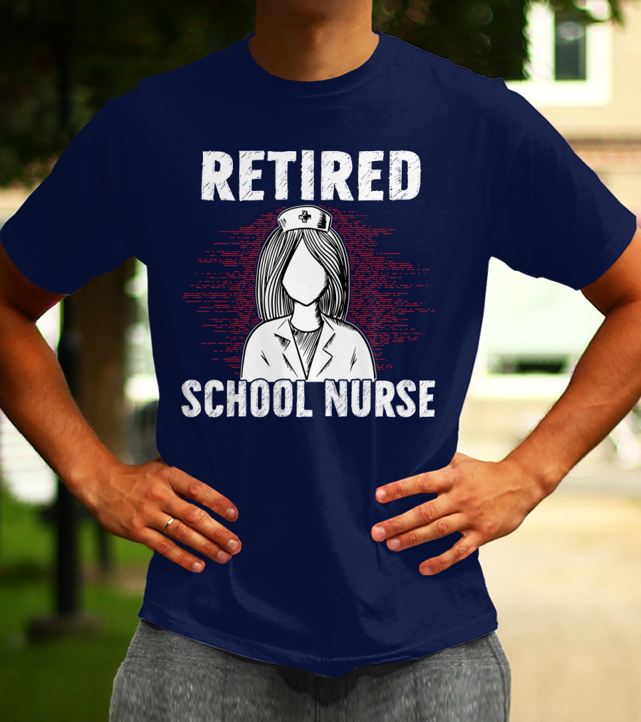 Retired School Nurse Vintage Nurse Figure With Hat T-Shirt