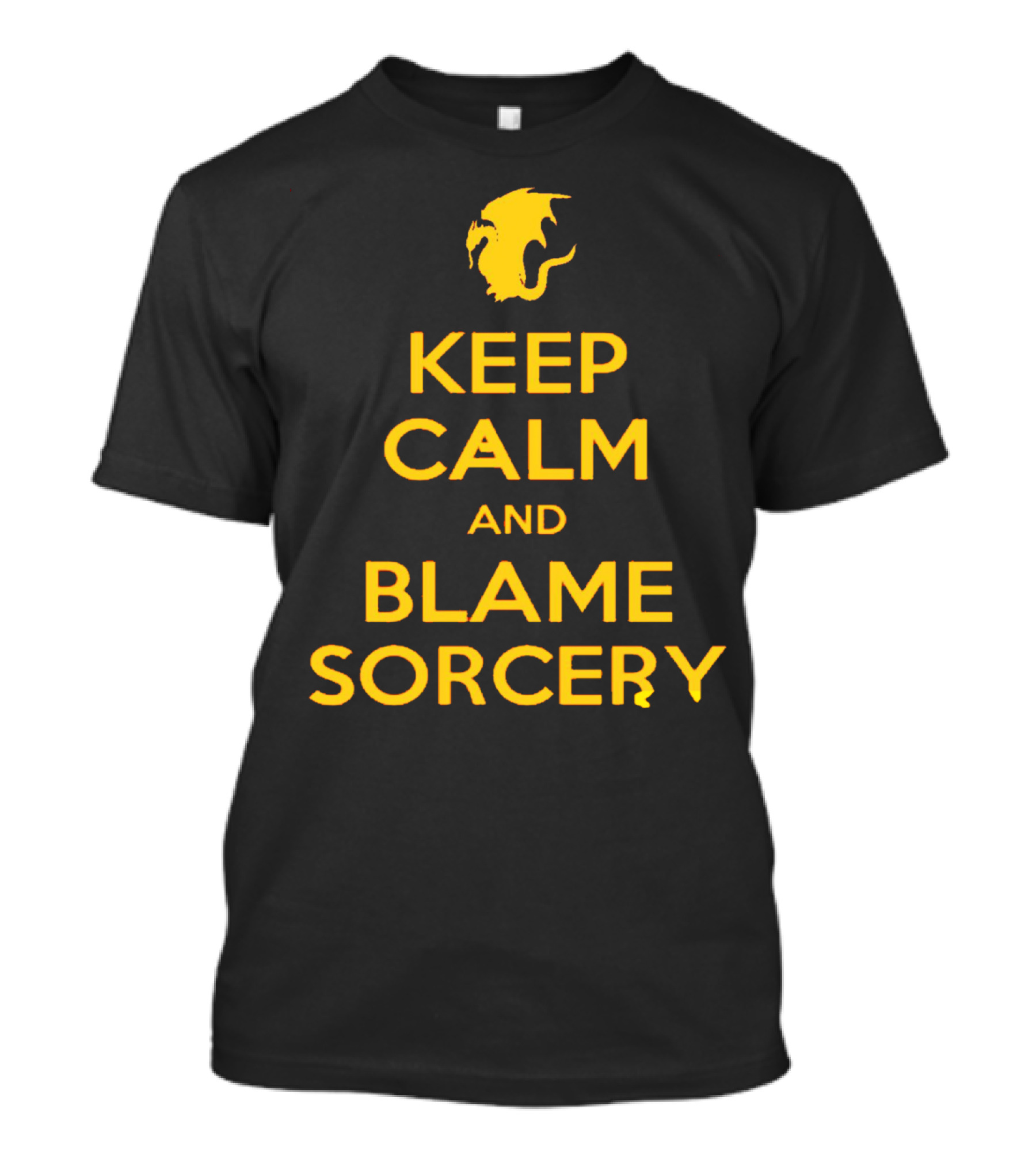 Keep Calm And Blame Sorcery Dragon Logo Fantasy T-Shirt