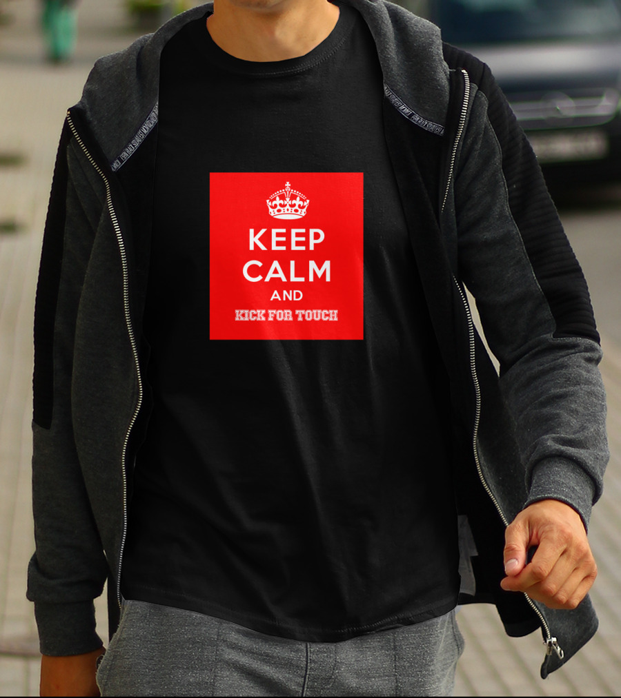 Keep Calm And Kick For Touch Red Background Crown T-Shirt