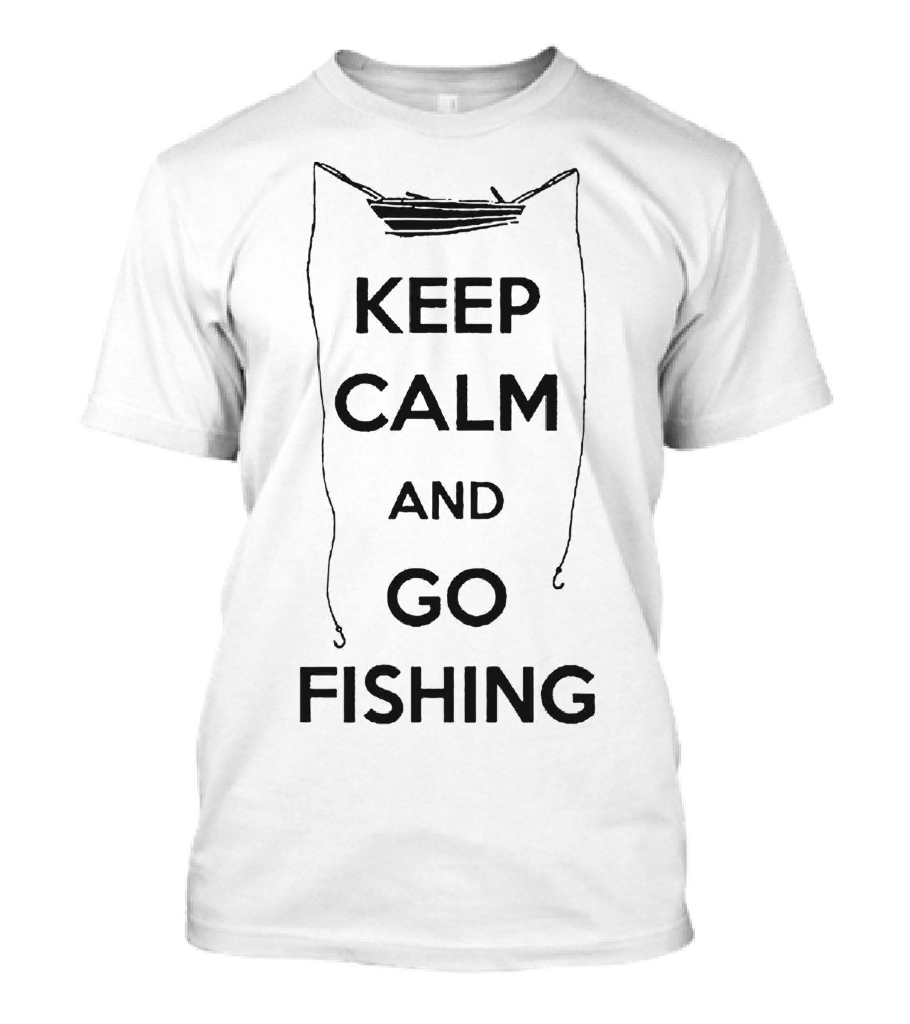 Keep Calm And Go Fishing Boat Outline T-Shirt