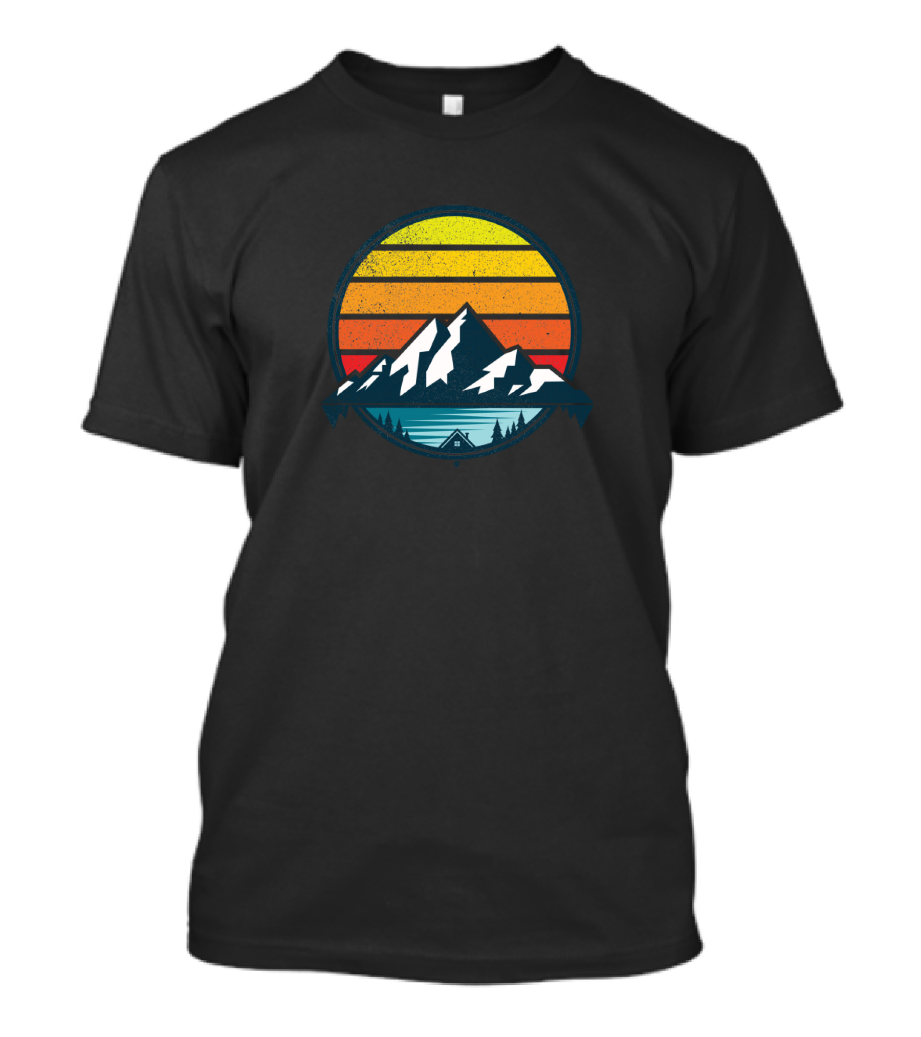 Sunset Over Snowy Peak With Cabin T-Shirt