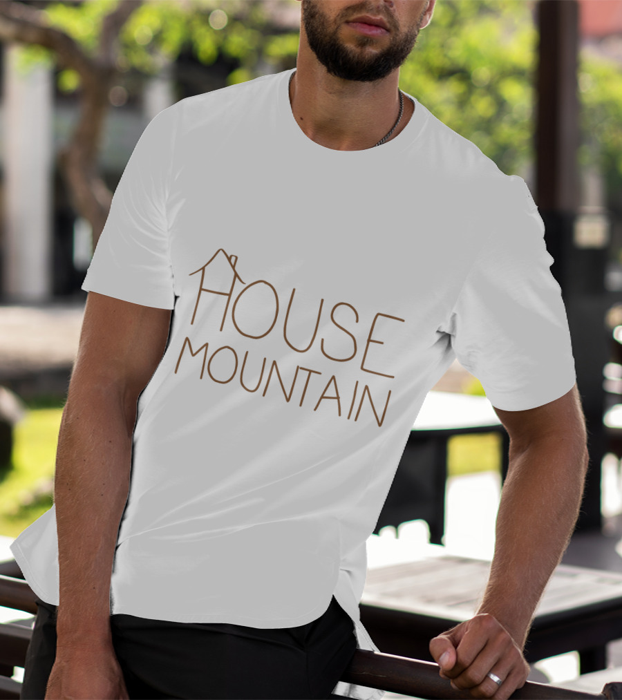 House Mountain Simplistic Illustrated Text Outline With House Roof T-Shirt