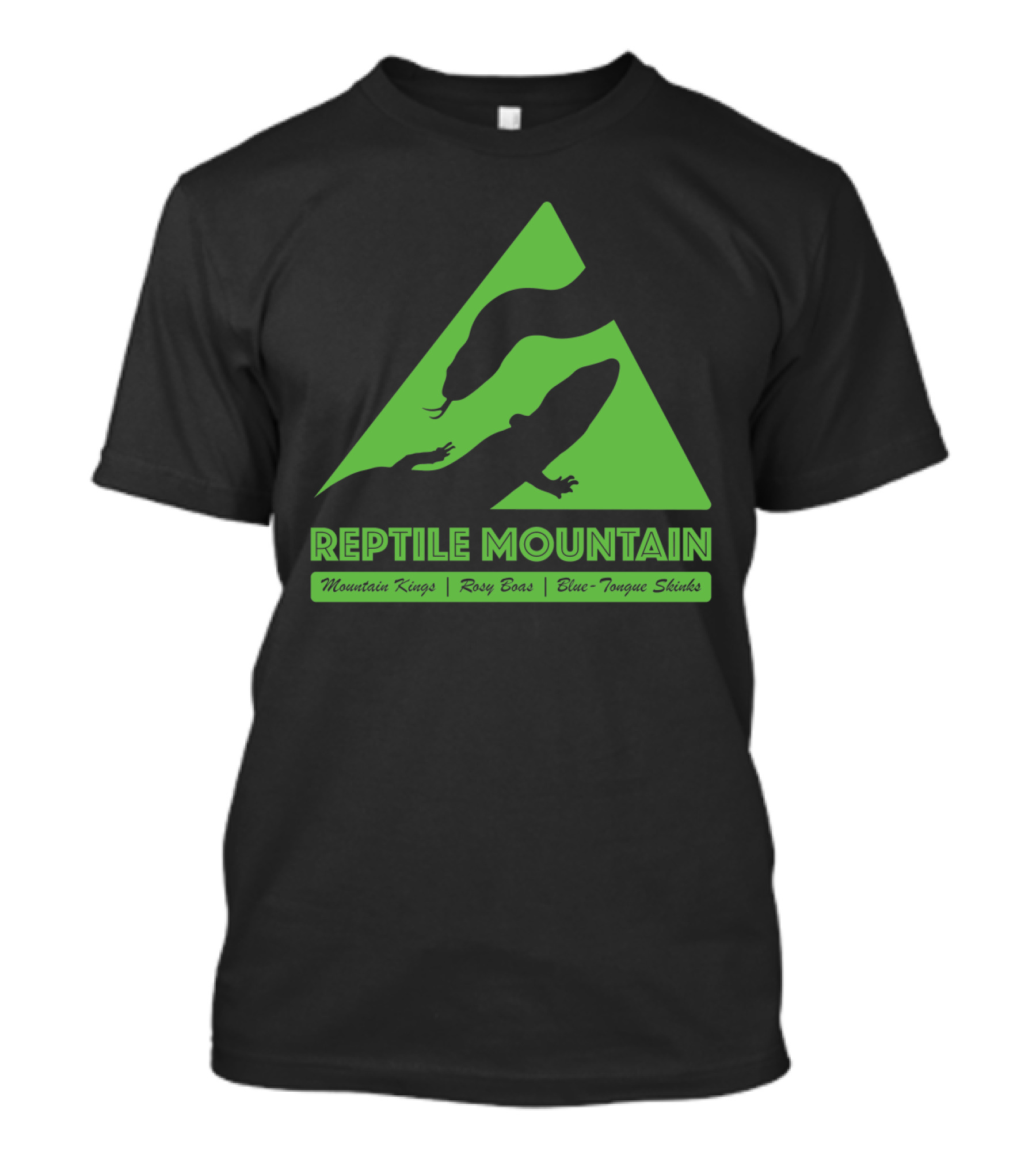 Reptile Mountain Mountain Kings Rosy Boas Blue-Tongue Skinks Triangle T-Shirt