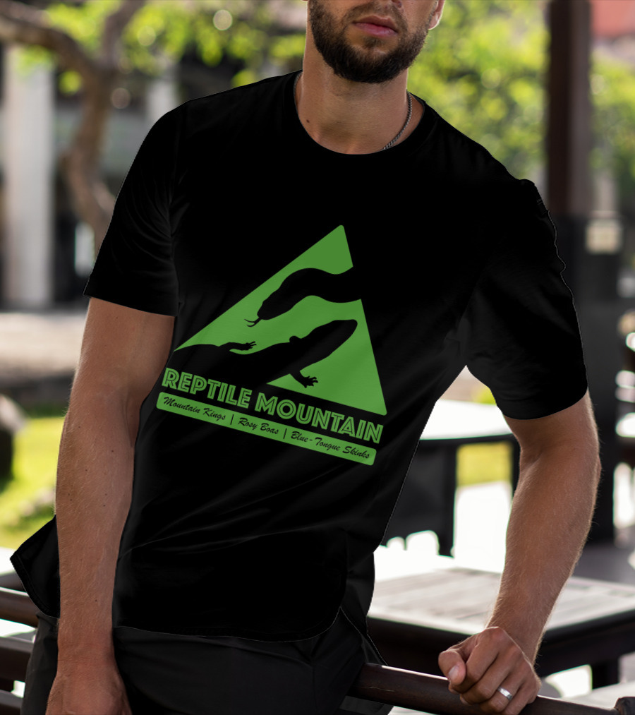 Reptile Mountain Mountain Kings Rosy Boas Blue-Tongue Skinks Triangle T-Shirt