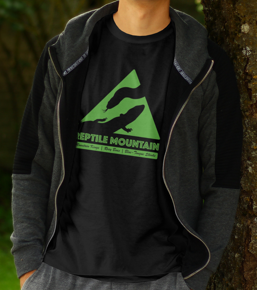 Reptile Mountain Mountain Kings Rosy Boas Blue-Tongue Skinks Triangle T-Shirt