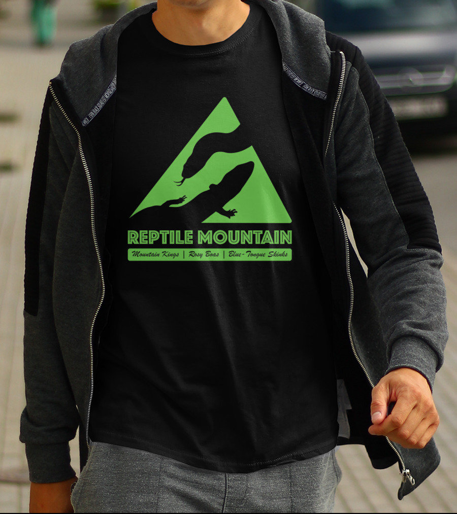 Reptile Mountain Mountain Kings Rosy Boas Blue-Tongue Skinks Triangle T-Shirt