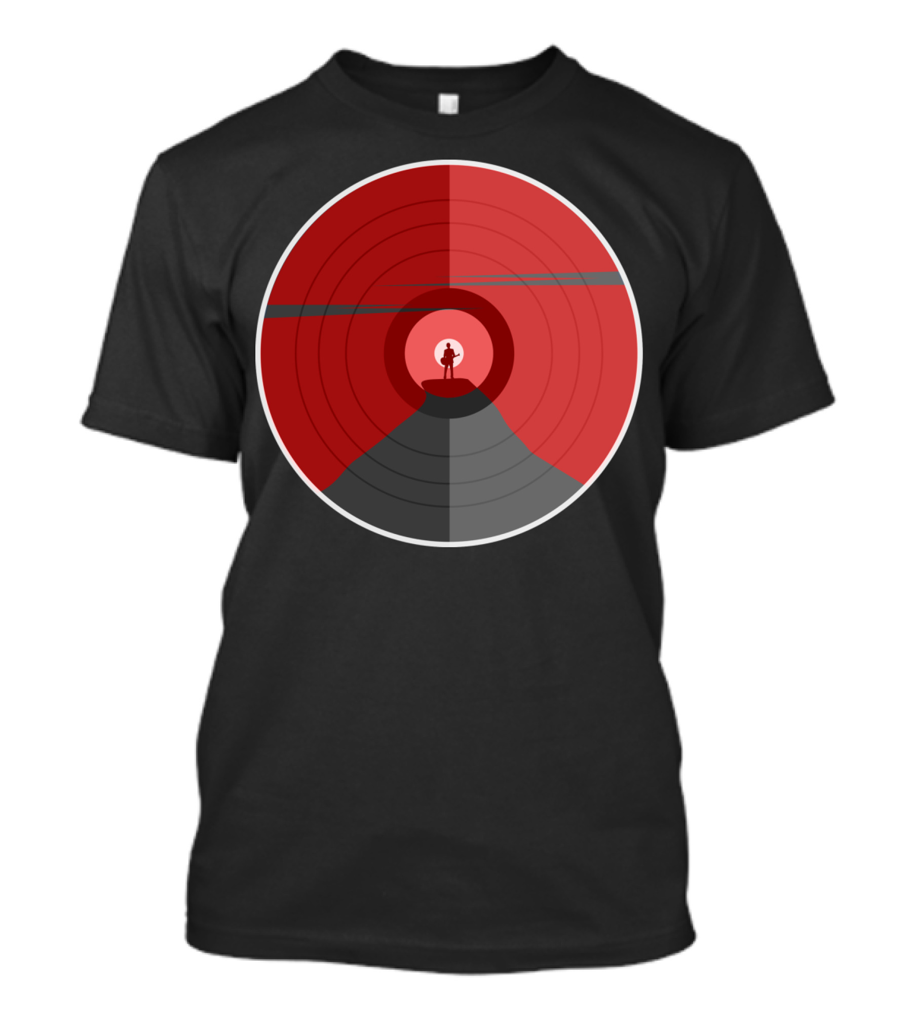 Rock Mountain Climber Silhouette In Red Circular T-Shirt
