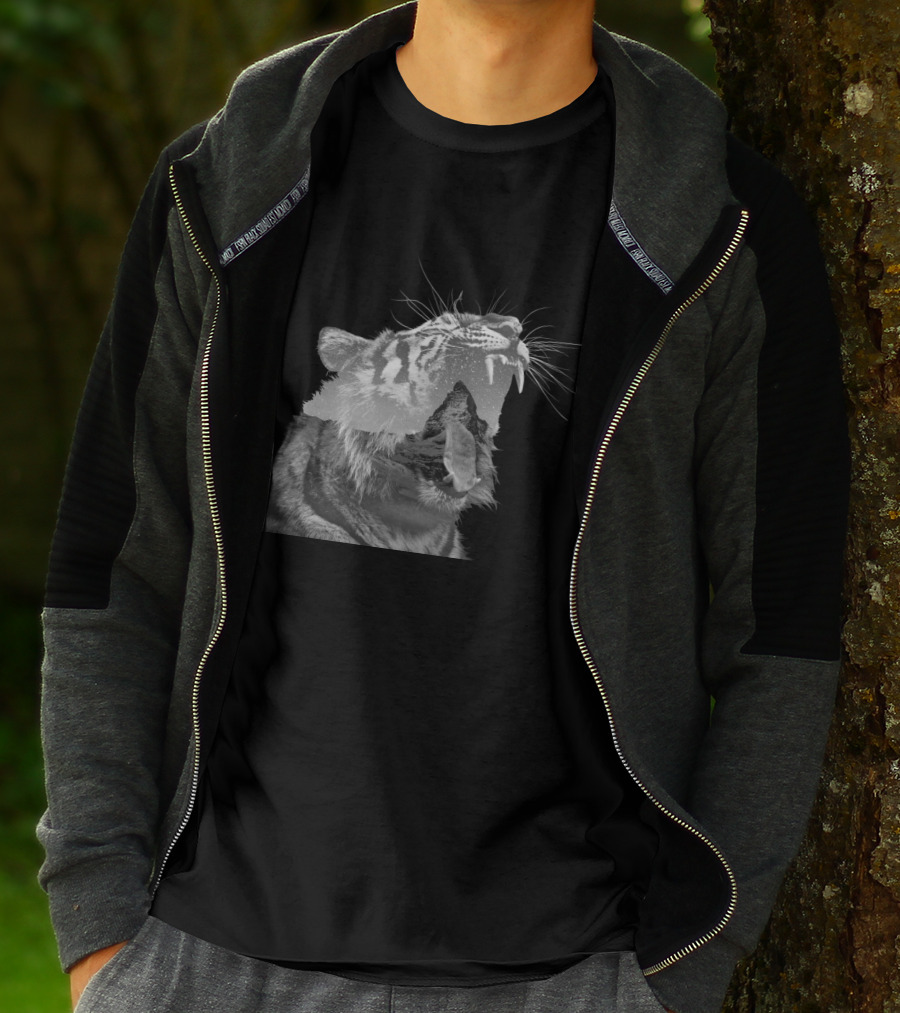 Mountain Tiger Double Exposure With Majestic Peak T-Shirt