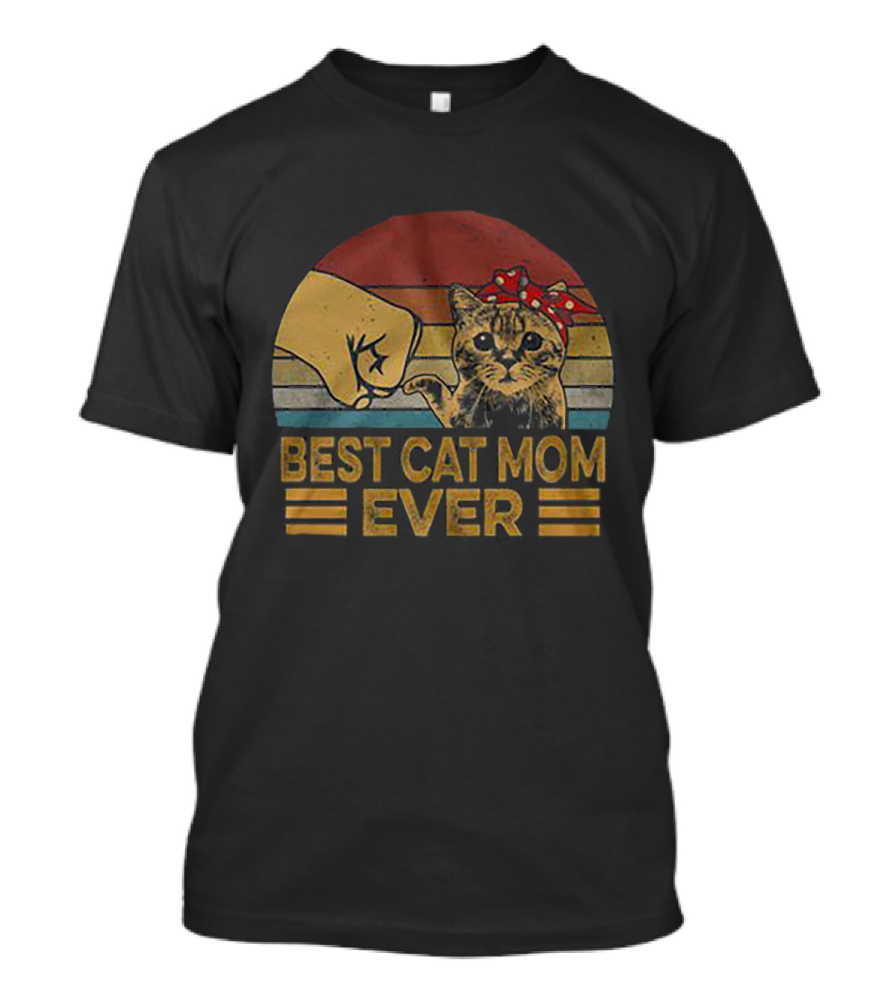 Best Cat Mom Ever Retro Fist Bump Cat Bandana T-Shirt