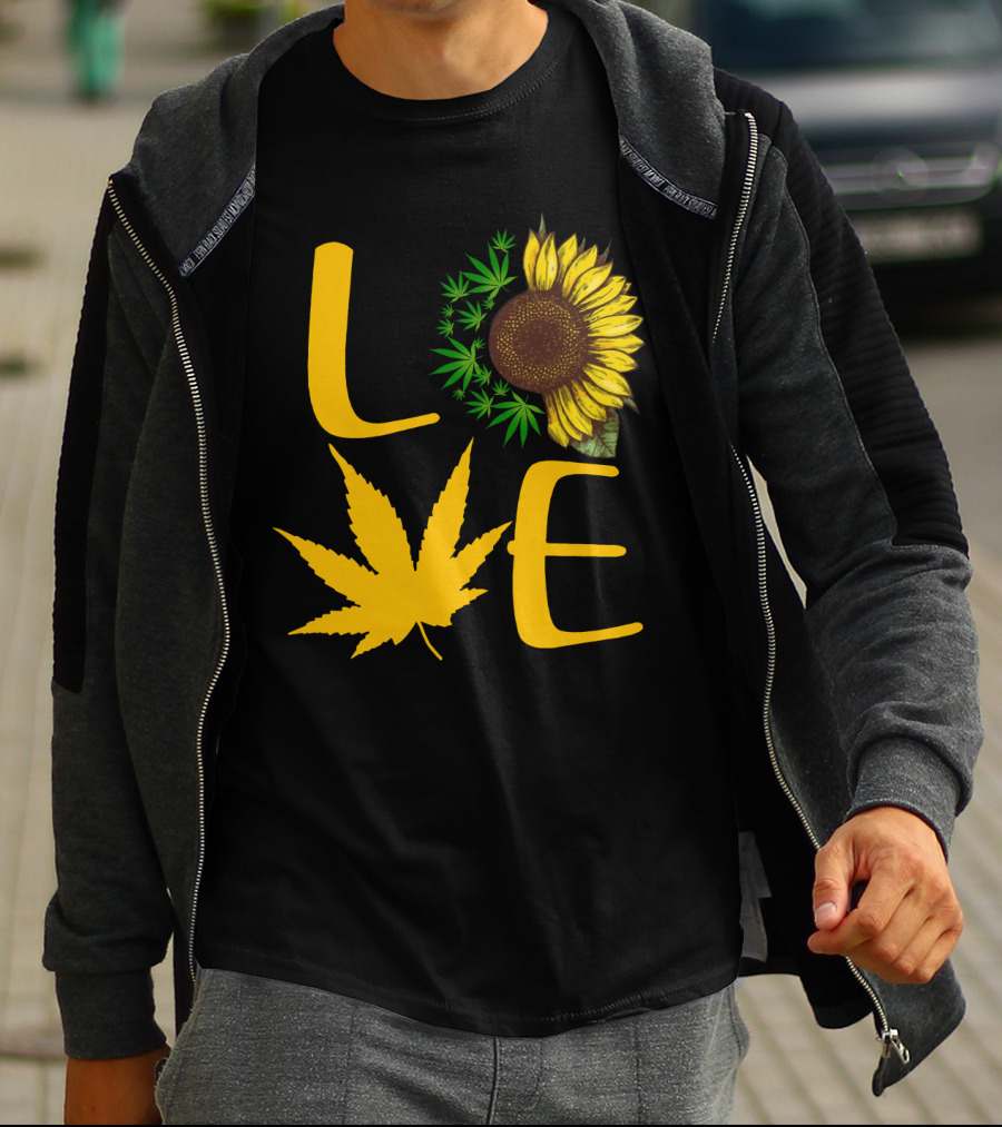 Love Sun Flower Weed Leaf T-Shirt