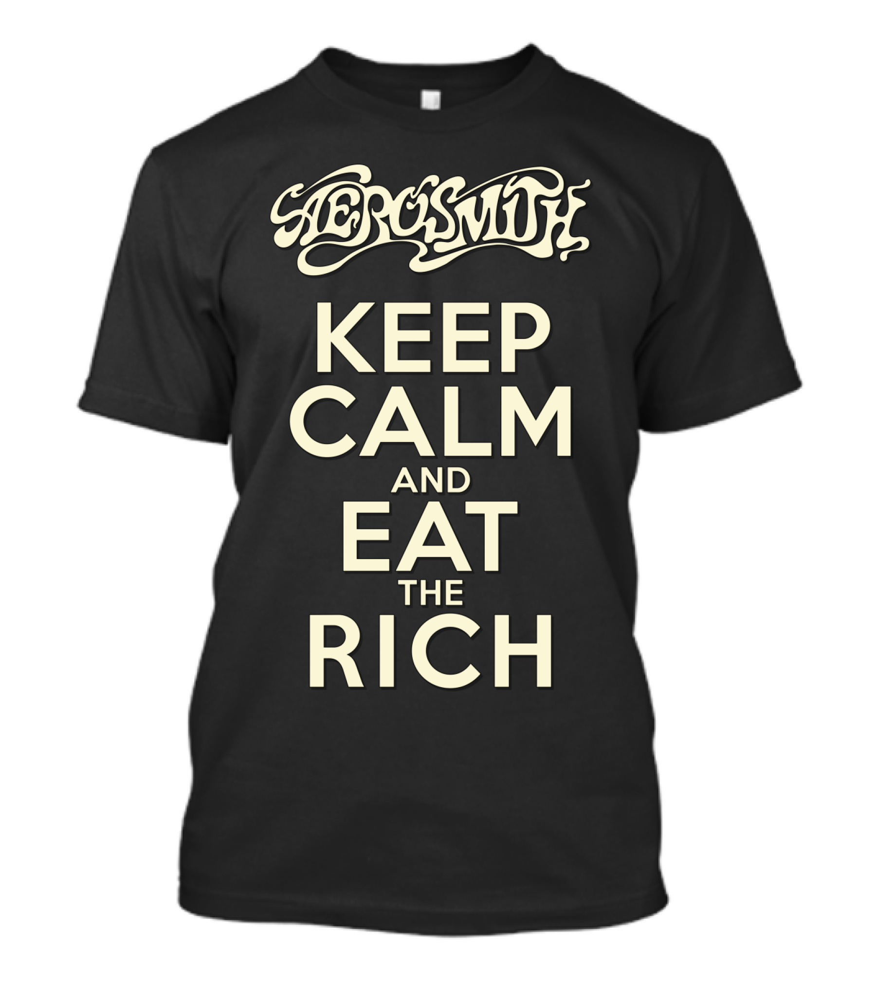 Aerosmith Keep Calm And Eat The Rich Vintage Style Typography T-Shirt