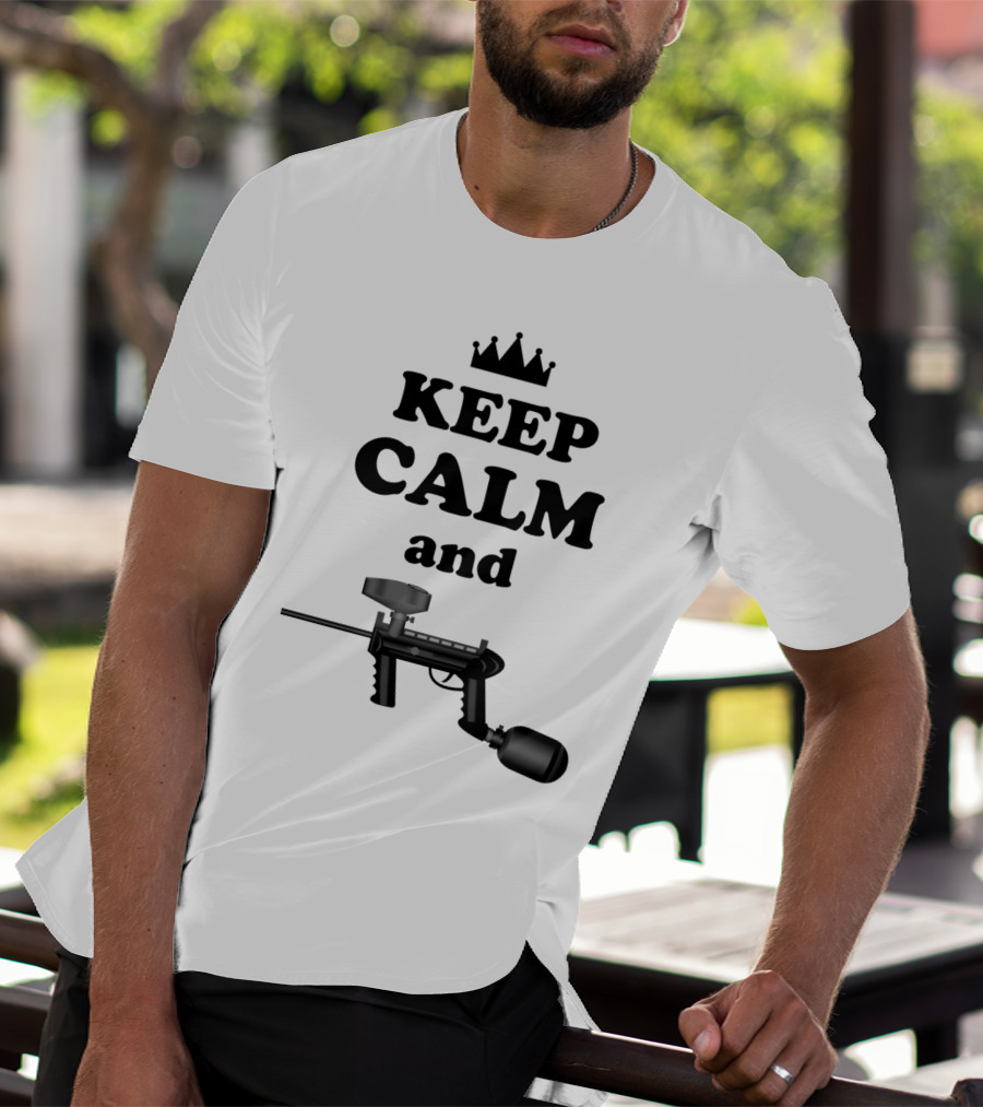 Keep Calm And Paintball With Crown Symbol And Paintball Gun T-Shirt