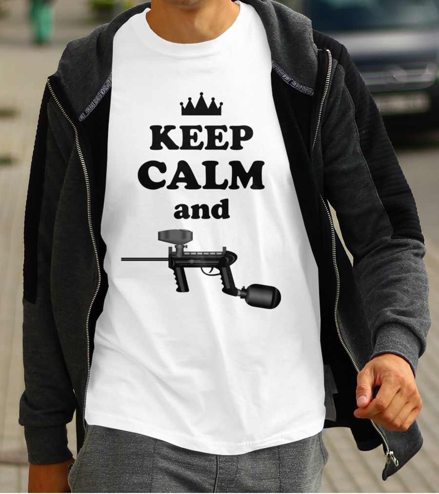 Keep Calm And Paintball With Crown Symbol And Paintball Gun T-Shirt