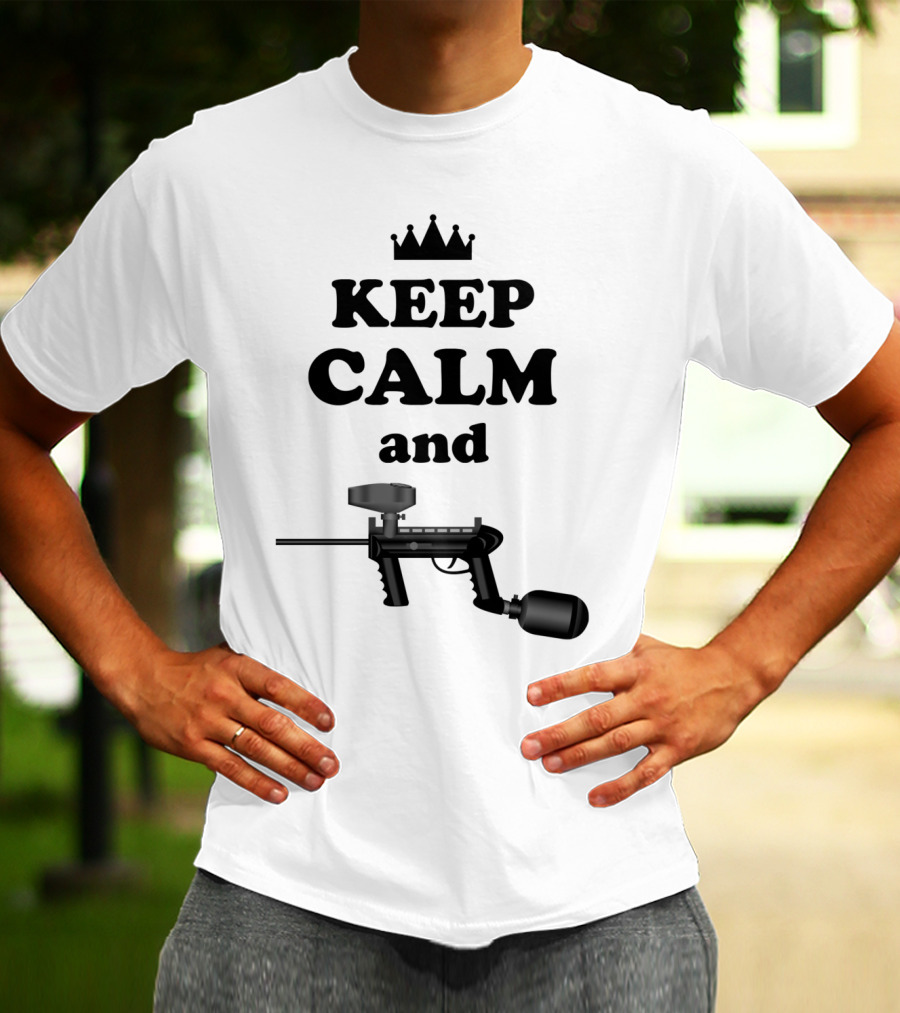 Keep Calm And Paintball With Crown Symbol And Paintball Gun T-Shirt