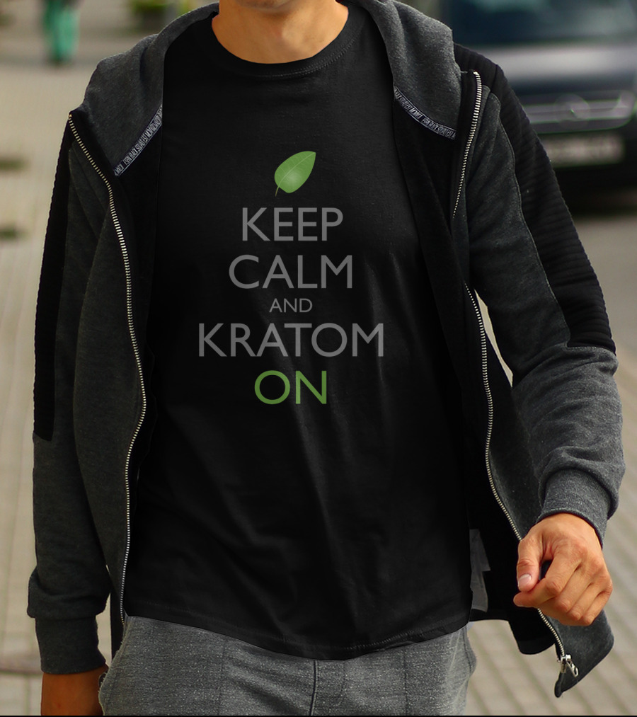 Keep Calm And Kratom On Leaf Design With Relaxation T-Shirt