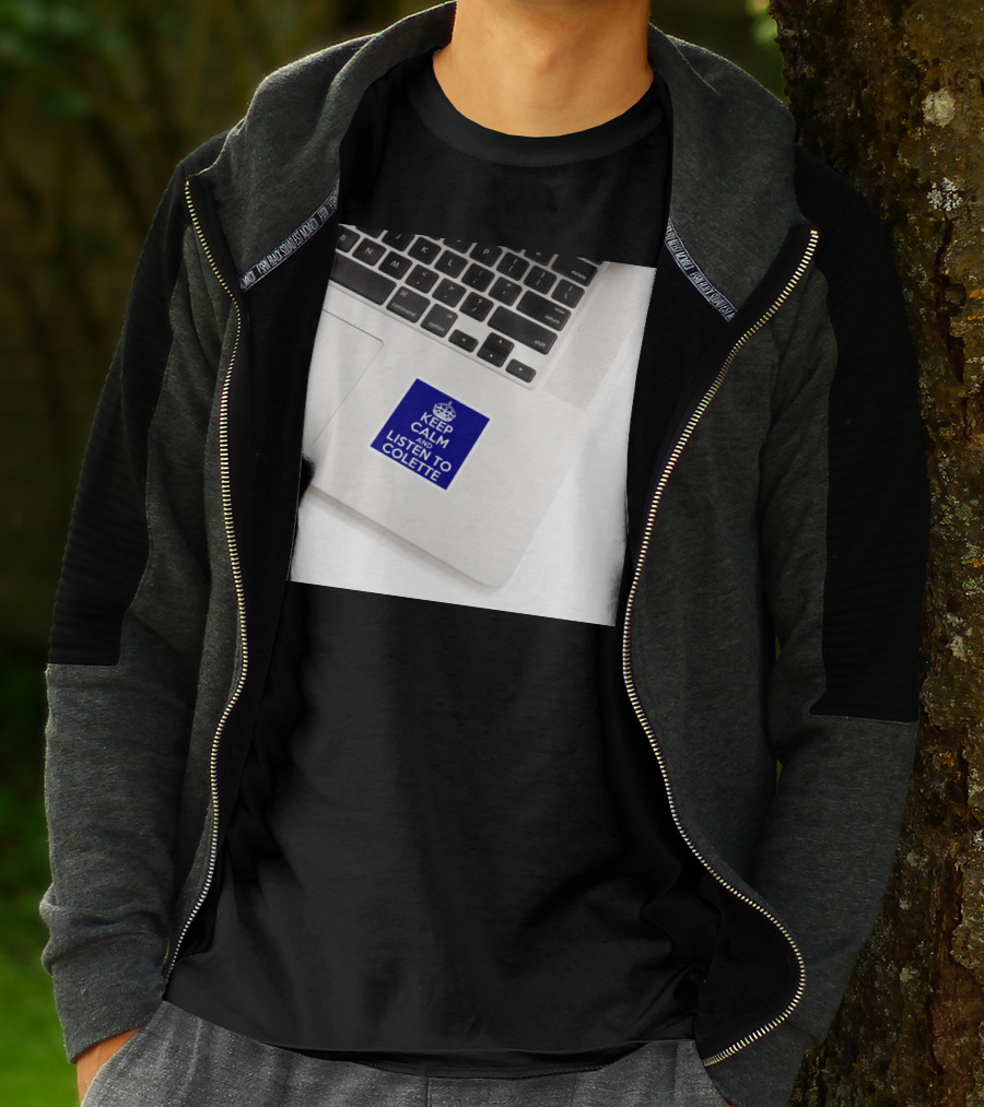 Keep Calm And Listen To Colette Blue Sticker On Laptop Keyboard T-Shirt