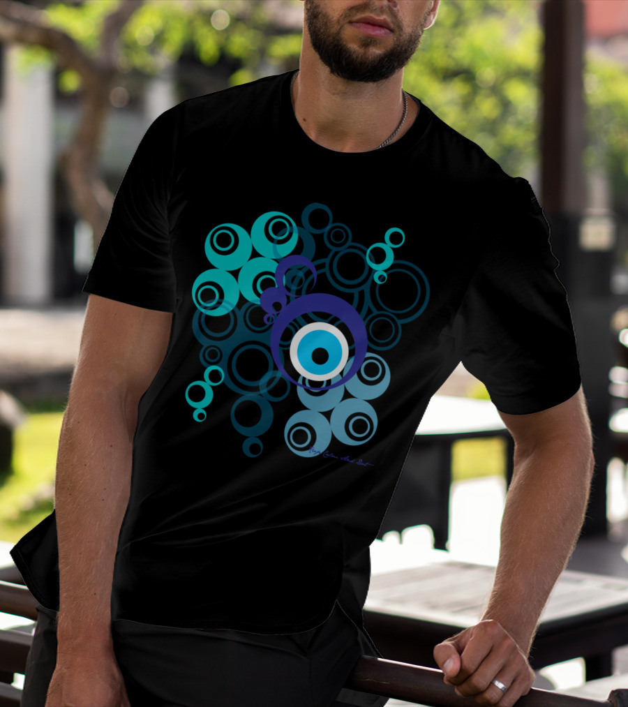 Greek Mati Blue Circle Pattern Mary Culture T-Shirt