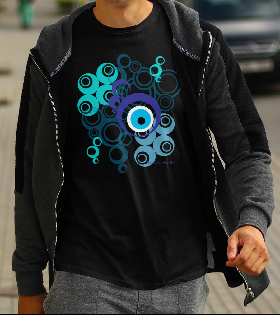 Greek Mati Blue Circle Pattern Mary Culture T-Shirt