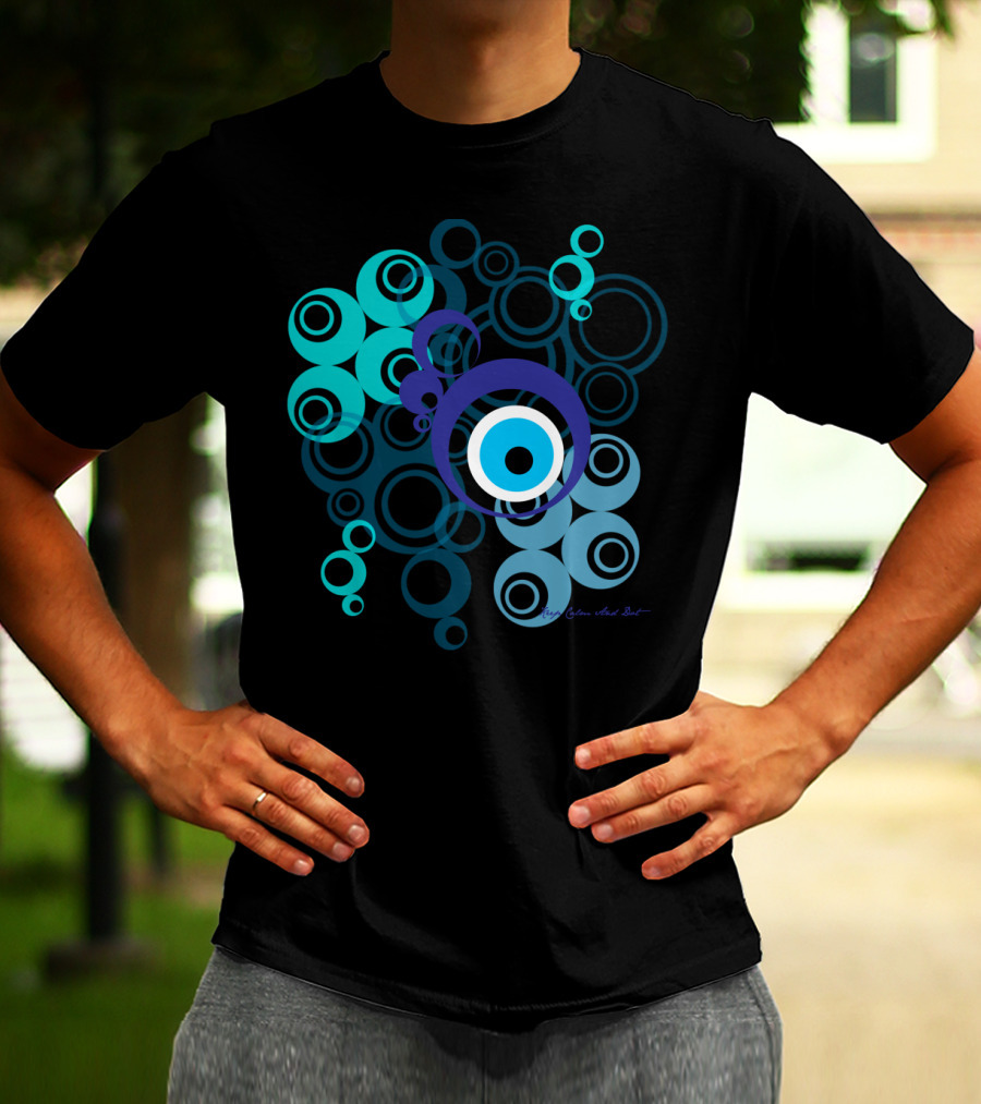 Greek Mati Blue Circle Pattern Mary Culture T-Shirt