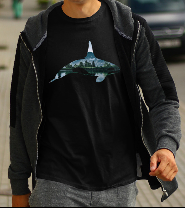 Mountain Landscape Inside Whale T-Shirt