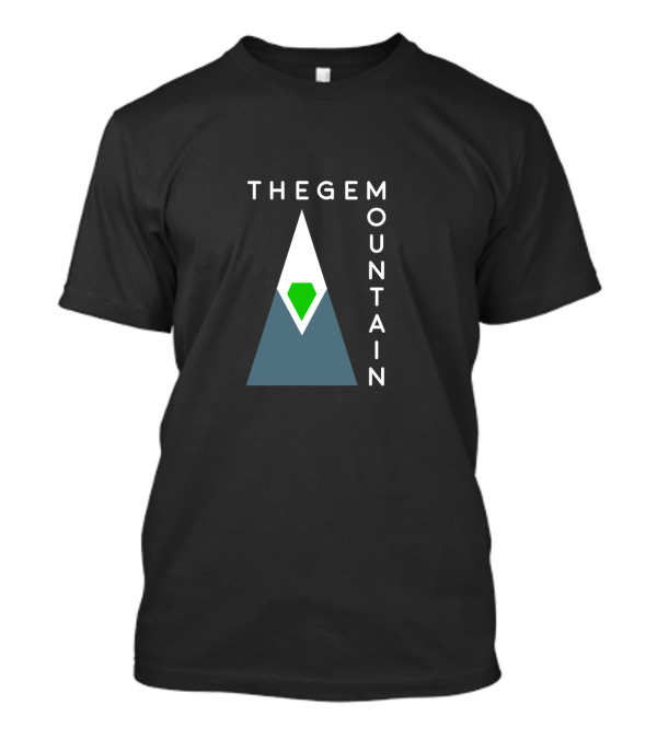 The Gem Mountain Geometric Design With Green Gemstone And Triangle Peaks T-Shirt