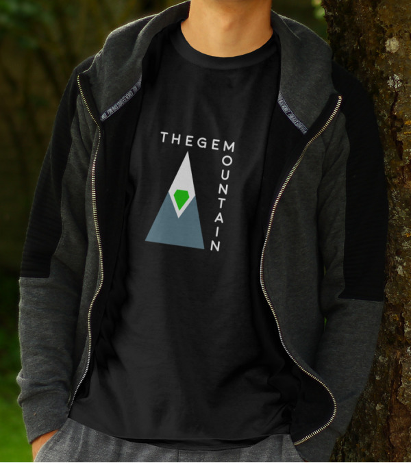 The Gem Mountain Geometric Design With Green Gemstone And Triangle Peaks T-Shirt