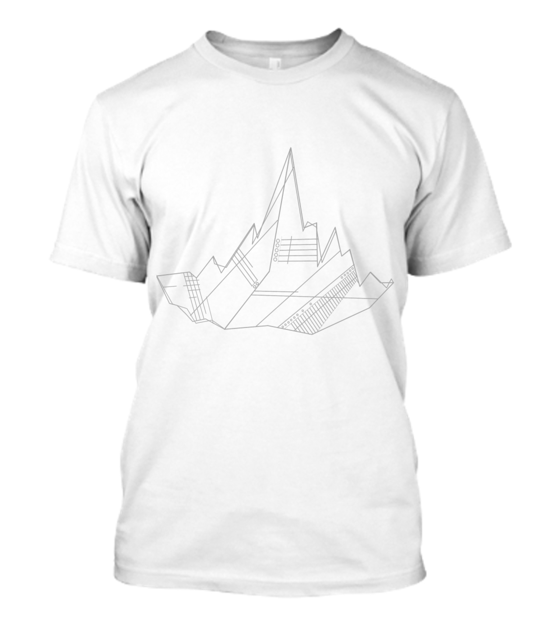 Geometric Paper Mountain Line Art Origami T-Shirt