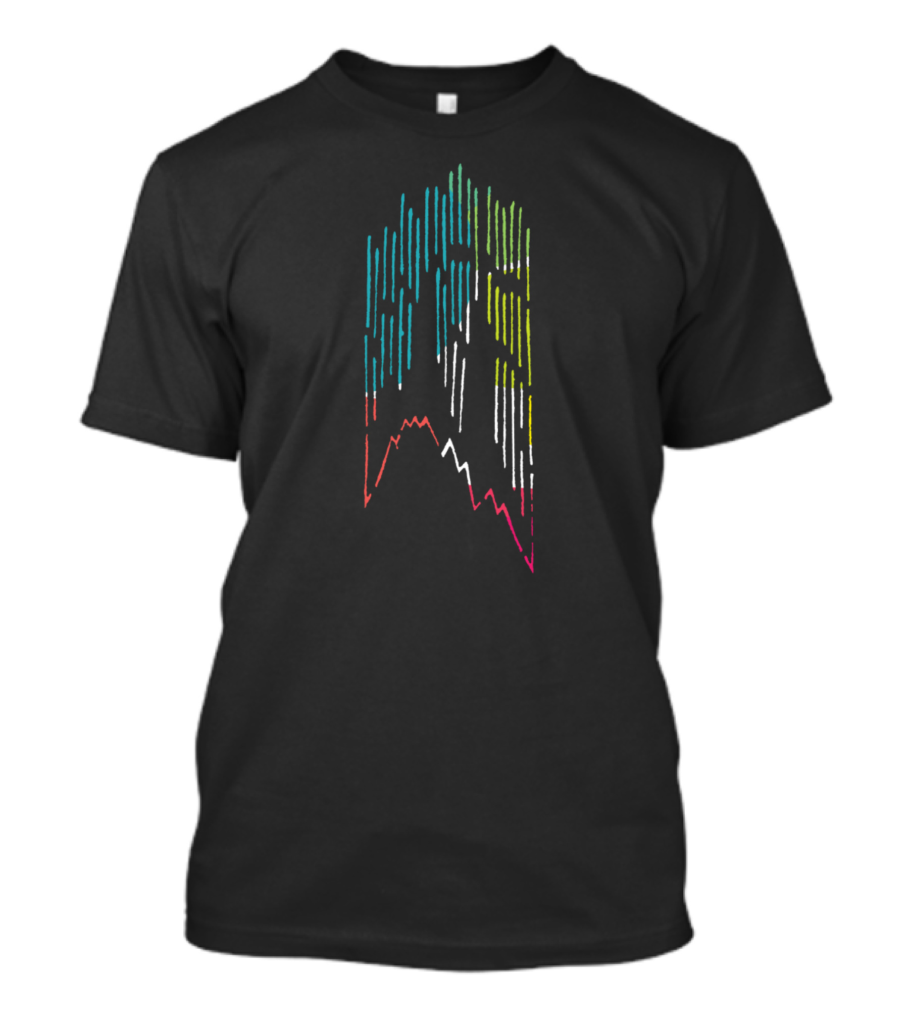 Colorful Mountain Peaks And Rainfall Lines T-Shirt