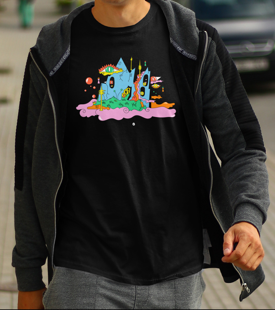 Shelbyworks Witch Mountain Eye House On Surreal Landscape T-Shirt