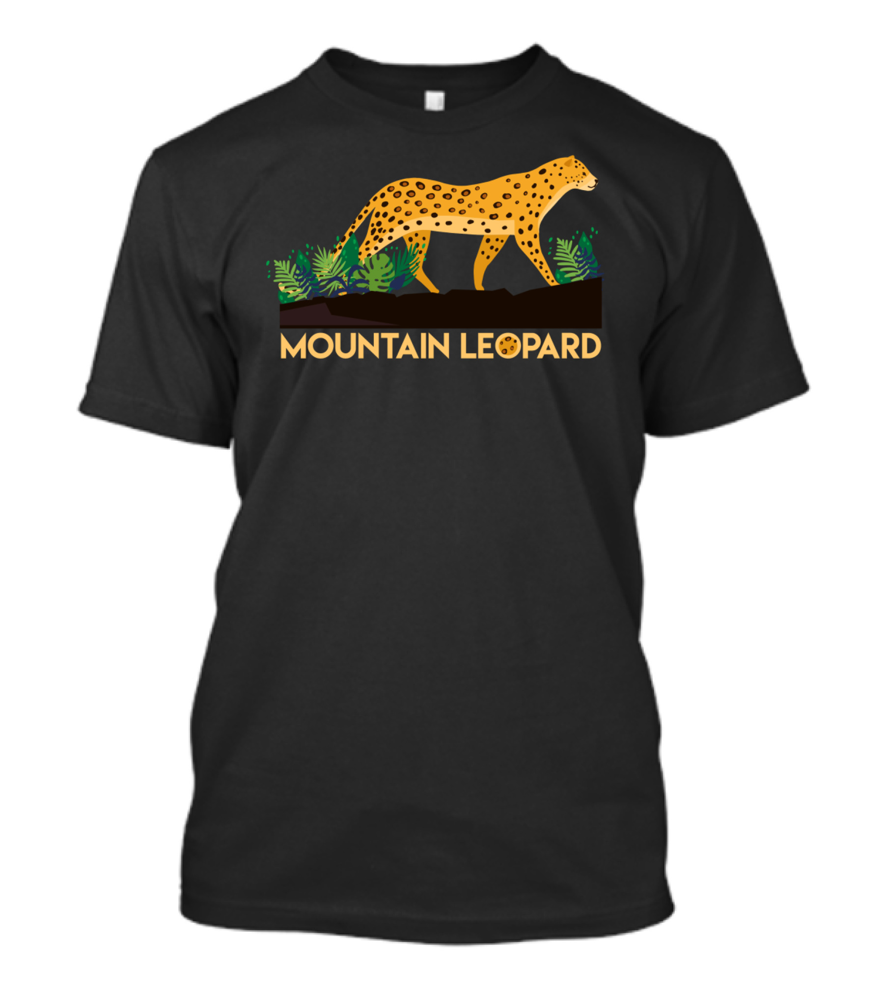 Mountain Leopard Jungle Walk With Green Leaves T-Shirt