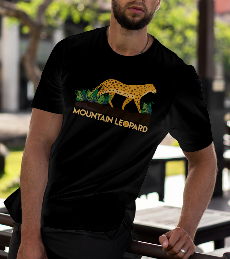 Mountain Leopard Jungle Walk With Green Leaves T-Shirt