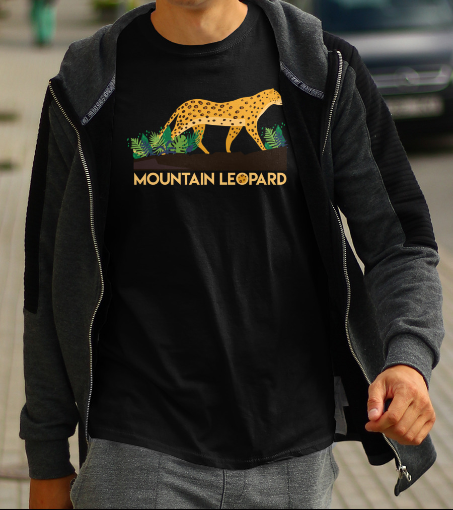 Mountain Leopard Jungle Walk With Green Leaves T-Shirt