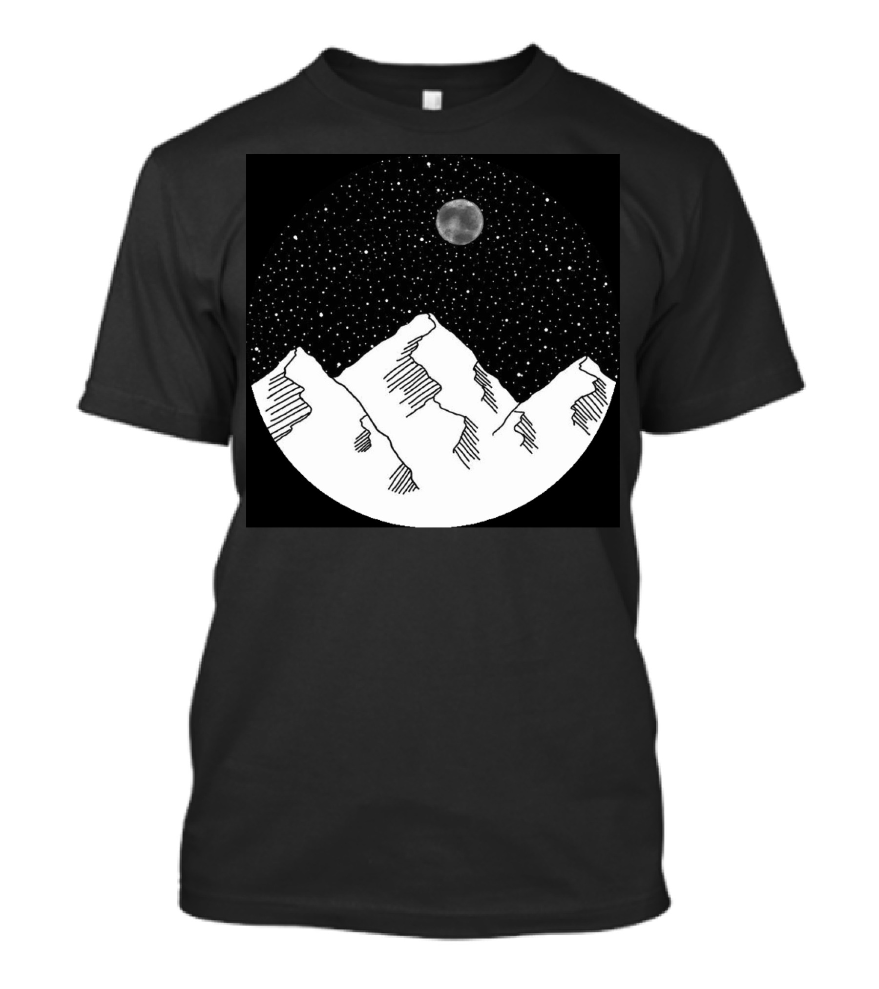 Starry Night Sky Over Snowy Mountains With Moon T-Shirt