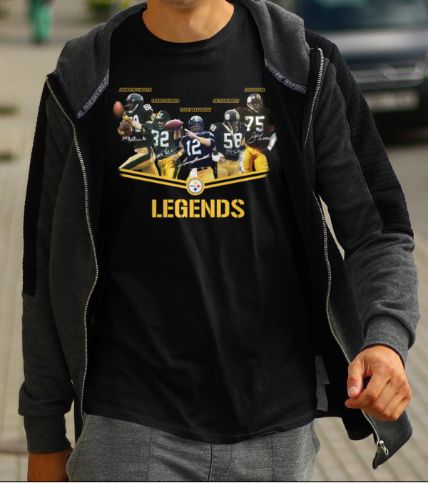 Pittsburgh Steelers Legends: John Stallworth Franco Harris Terry Bradshaw Jack Lambert Joe Greene T-Shirt