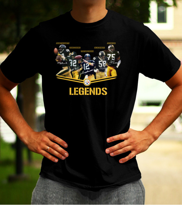 Pittsburgh Steelers Legends: John Stallworth Franco Harris Terry Bradshaw Jack Lambert Joe Greene T-Shirt