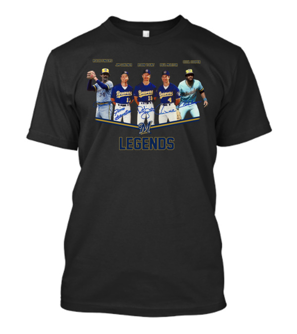 Milwaukee Brewers Legends Rollie Fingers Jim Gantner Robin Yount Paul Molitor Cecil Cooper T-Shirt