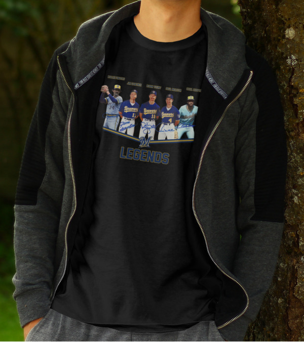 Milwaukee Brewers Legends Rollie Fingers Jim Gantner Robin Yount Paul Molitor Cecil Cooper T-Shirt