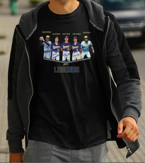 Milwaukee Brewers Legends Rollie Fingers Jim Gantner Robin Yount Paul Molitor Cecil Cooper T-Shirt