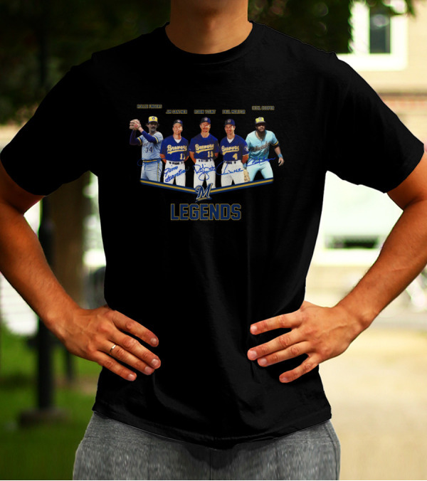 Milwaukee Brewers Legends Rollie Fingers Jim Gantner Robin Yount Paul Molitor Cecil Cooper T-Shirt